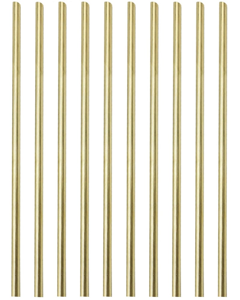 PGCOKO 10PCS 1/4 inch Solid Round Brass Rod Lathe Bar Stock Kit for DIY Craft Tool, 6.35mm / 1/4 inch in Diameter 12 inch in Length - Image 1